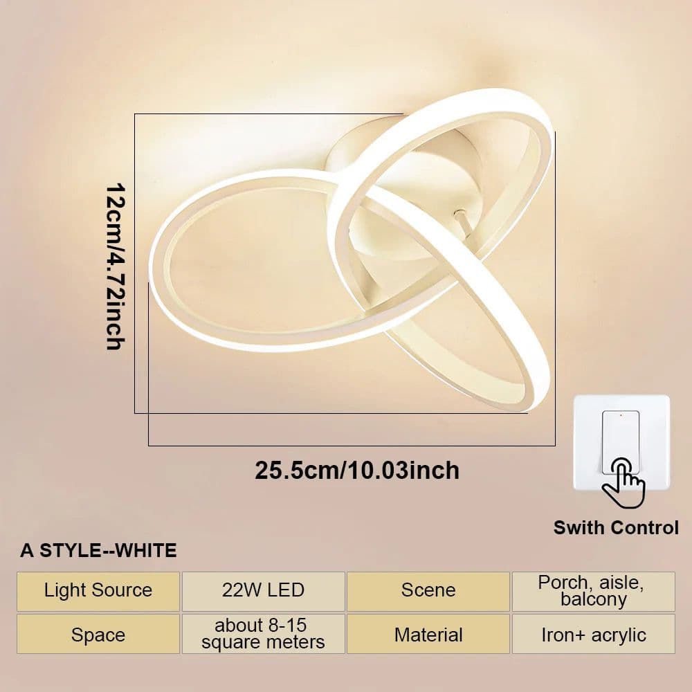 image-LED Aisle Ceiling Lights Small Ceiling Lamp Modern 2 Rings Led Surface Lighting Fixture for Home Hallway Balcony Office Lustre