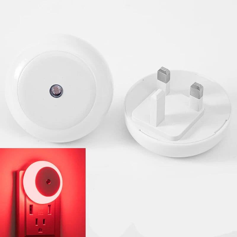image-5 Color LED Night Light AU/EU/UK/US Plug Round Sensor Smart Wall Lamp For Home Bathroom Bedroom Lighting Energy Saving Lamp