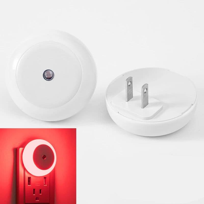 image-5 Color LED Night Light AU/EU/UK/US Plug Round Sensor Smart Wall Lamp For Home Bathroom Bedroom Lighting Energy Saving Lamp