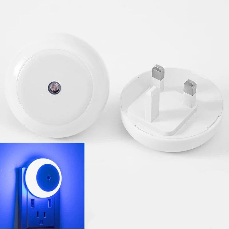 image-5 Color LED Night Light AU/EU/UK/US Plug Round Sensor Smart Wall Lamp For Home Bathroom Bedroom Lighting Energy Saving Lamp