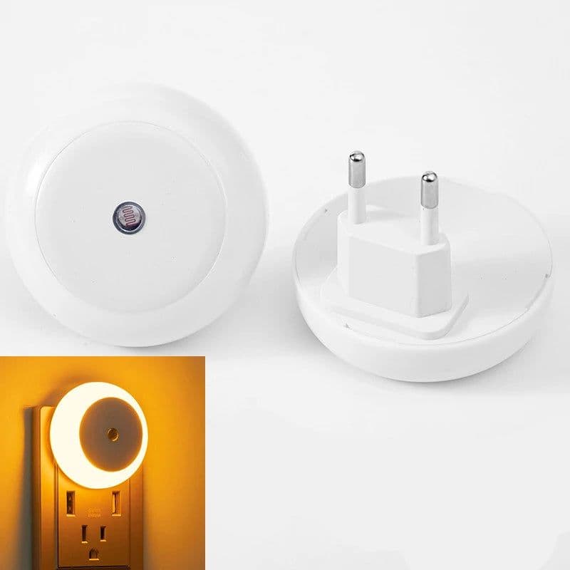 image-5 Color LED Night Light AU/EU/UK/US Plug Round Sensor Smart Wall Lamp For Home Bathroom Bedroom Lighting Energy Saving Lamp