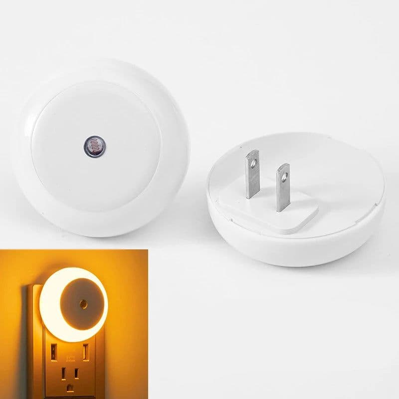image-5 Color LED Night Light AU/EU/UK/US Plug Round Sensor Smart Wall Lamp For Home Bathroom Bedroom Lighting Energy Saving Lamp