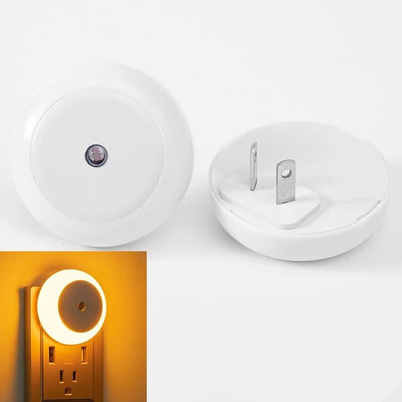 image-5 Color LED Night Light AU/EU/UK/US Plug Round Sensor Smart Wall Lamp For Home Bathroom Bedroom Lighting Energy Saving Lamp