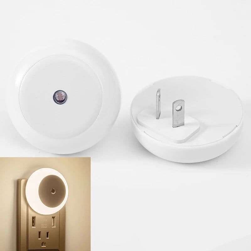 image-5 Color LED Night Light AU/EU/UK/US Plug Round Sensor Smart Wall Lamp For Home Bathroom Bedroom Lighting Energy Saving Lamp