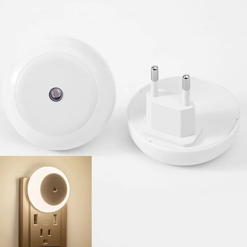image-5 Color LED Night Light AU/EU/UK/US Plug Round Sensor Smart Wall Lamp For Home Bathroom Bedroom Lighting Energy Saving Lamp