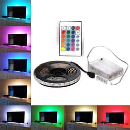 image-5050 RGB LED Strip AA Battery Box 0.5m 1m 2m LED Light Lamp For Home Decoration Waterproof Flexible Ribbon LED Light