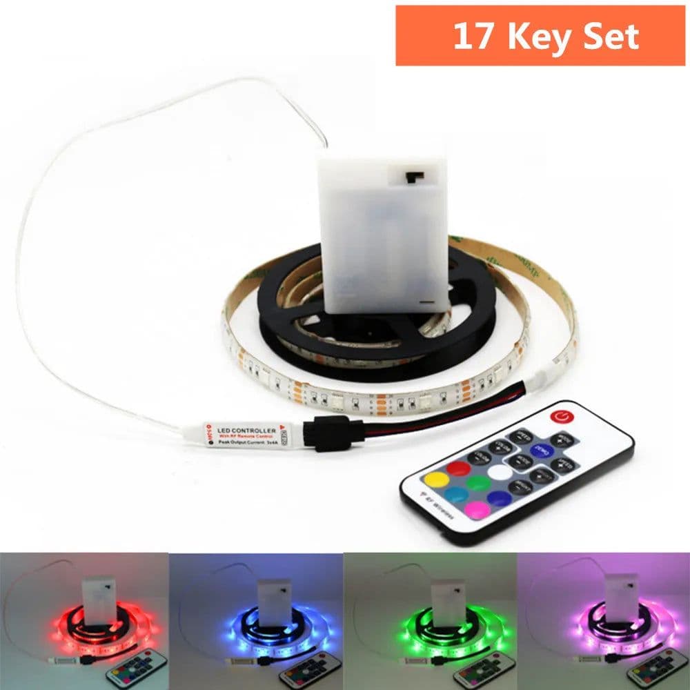 image-5050 RGB LED Strip AA Battery Box 0.5m 1m 2m LED Light Lamp For Home Decoration Waterproof Flexible Ribbon LED Light