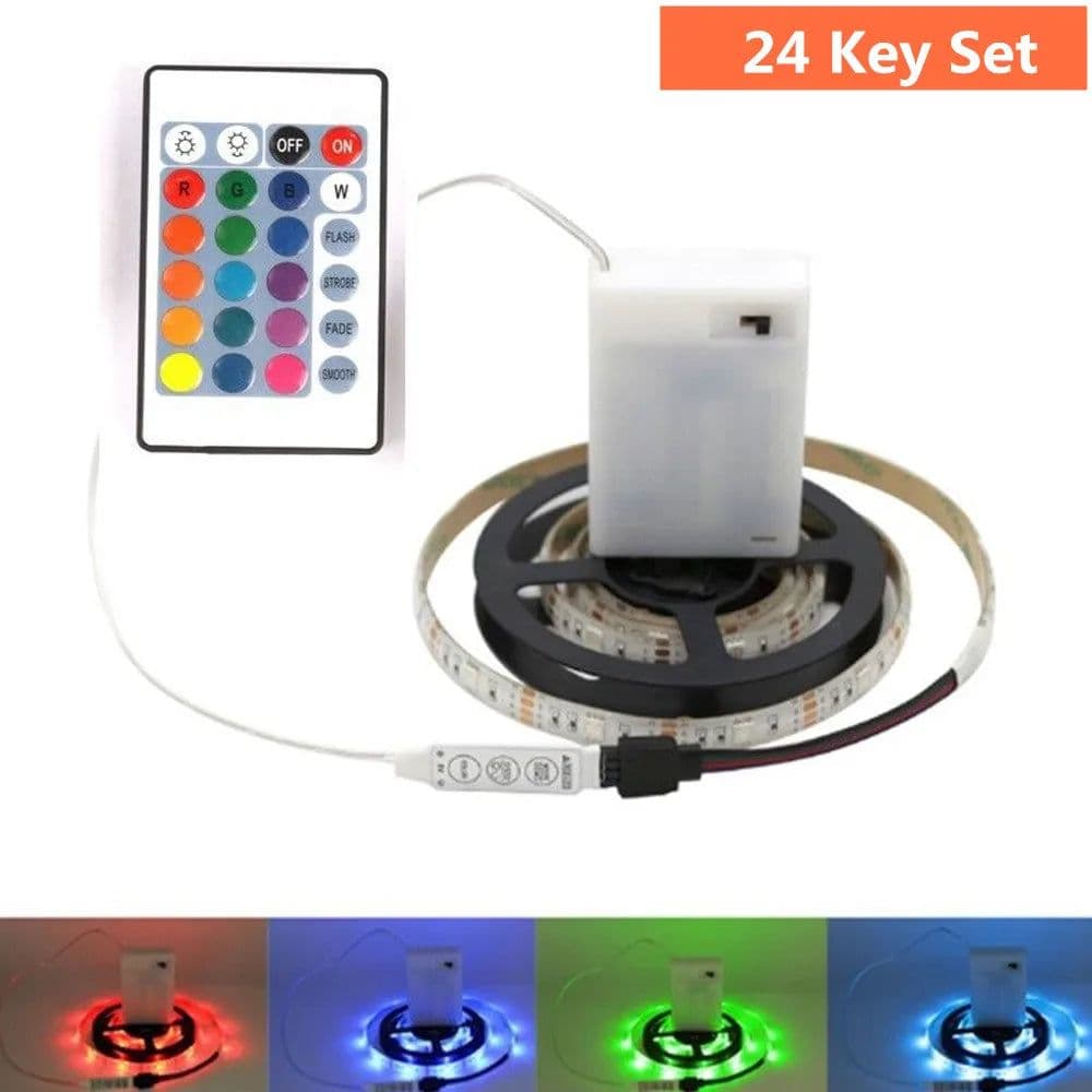image-5050 RGB LED Strip AA Battery Box 0.5m 1m 2m LED Light Lamp For Home Decoration Waterproof Flexible Ribbon LED Light