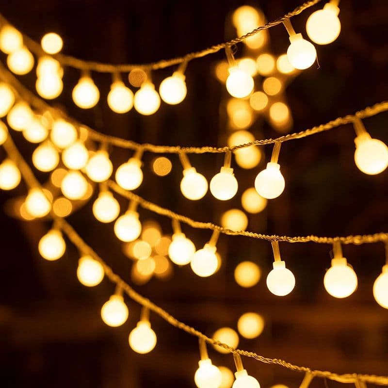 image-LED String Light Outdoor 10M Ball Chain Light Garland Lamp Bulb Fairy Light Party Home Wedding Garden Christmas Decoration