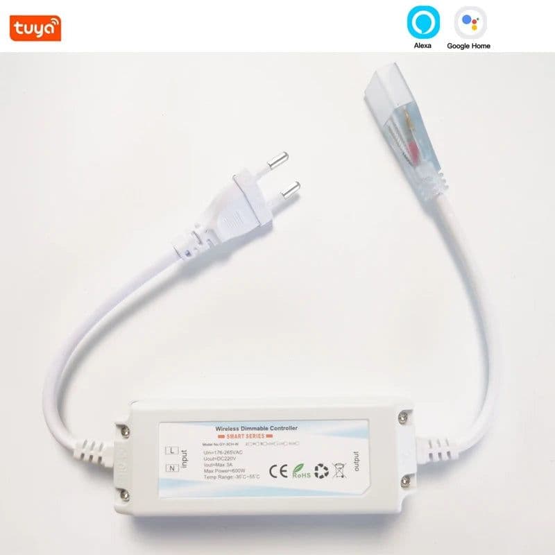 image-220V 230V Tuya Smart Life SMD5050 RGB CCT LED Strip Light Wifi Voice Contol Dimmer Outdoor Garden Lights for Alexa Google Home