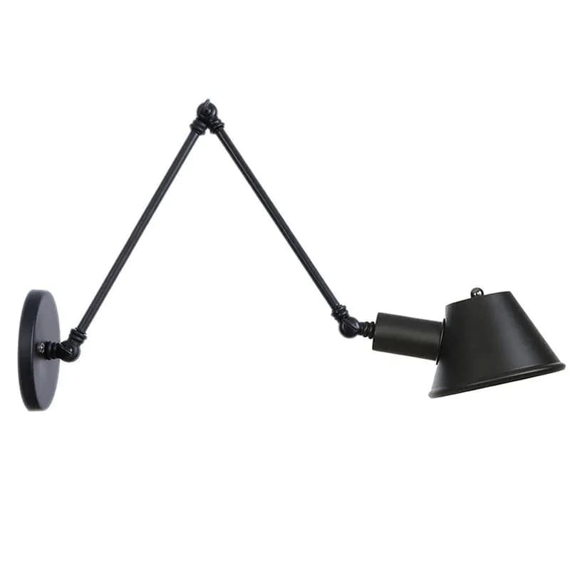 image-WGNUU Black Rustic Vintage Adjustable Arm Wall Lamp LED