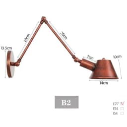image-WGNUU Black Rustic Vintage Adjustable Arm Wall Lamp LED