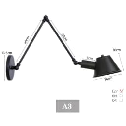 image-WGNUU Black Rustic Vintage Adjustable Arm Wall Lamp LED