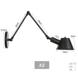 image-WGNUU Black Rustic Vintage Adjustable Arm Wall Lamp LED