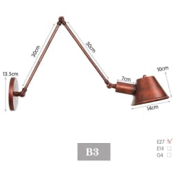 image-WGNUU Black Rustic Vintage Adjustable Arm Wall Lamp LED