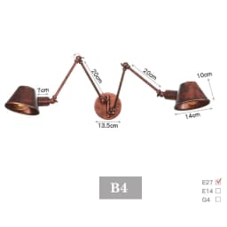 image-WGNUU Black Rustic Vintage Adjustable Arm Wall Lamp LED