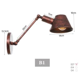 image-WGNUU Black Rustic Vintage Adjustable Arm Wall Lamp LED