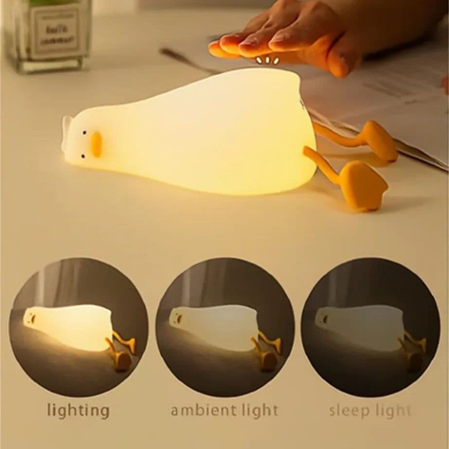image-Duck Rechargeable LED Night Light Pat Silicone Lamp Bedside Cartoon Cute Children Nightlights for Home Room Decor Birthday Gift