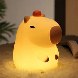 image-Silicone Capybara Night Lights Portable USB Rechargeable Animal Touch Control Lamp with Timing Function for Home Bedroom Decor