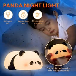image-LED Night Lights Cute Panda Silicone Lamp USB Rechargeable Timing Bedside Decor Kids Birthday Gifts for Home Bedroom Decor