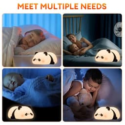 image-LED Night Lights Cute Panda Silicone Lamp USB Rechargeable Timing Bedside Decor Kids Birthday Gifts for Home Bedroom Decor