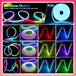 image-DC5V RGBIC Neon LED Strip Lights Neon Rope Light with Music Sync DIY RGBIC Dreamcolor Chasing Strip Tape for Home Decor Lighting