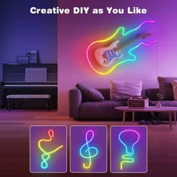 image-DC5V RGBIC Neon LED Strip Lights Neon Rope Light with Music Sync DIY RGBIC Dreamcolor Chasing Strip Tape for Home Decor Lighting