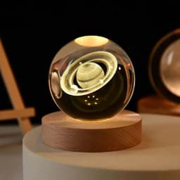 image-6cm 3D Crystal ball Crystal Planet Night Light Laser Engraved Solar System Globe Astronomy Birthday Gift Home Desktop Decoration