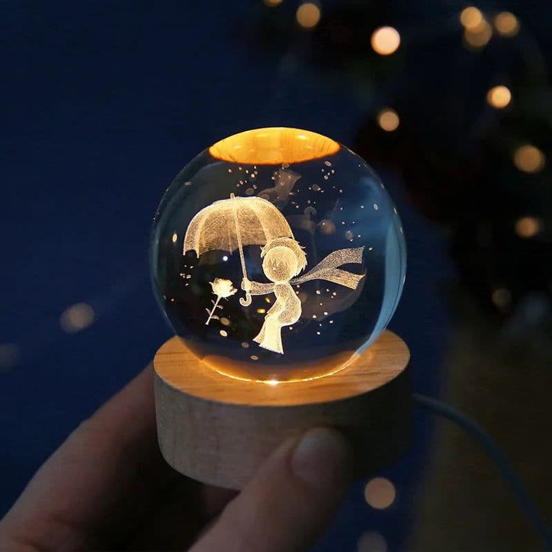 image-6cm 3D Crystal ball Crystal Planet Night Light Laser Engraved Solar System Globe Astronomy Birthday Gift Home Desktop Decoration