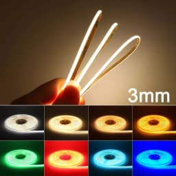 image-3mm COB LED Strip Light 12V 24V Colorful 3mm Ultra Thin Strip Ice Blue/Green/Red/Golden Yellow Light Tape For Home Car Decor
