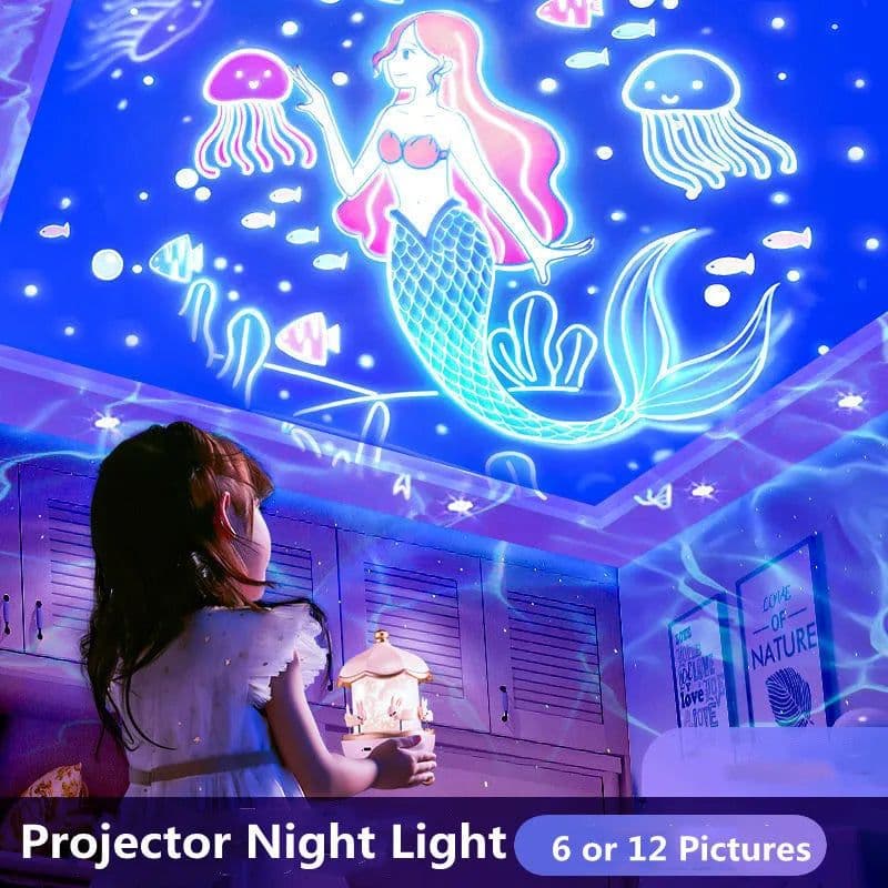 image-Galaxy Rotating Projector LED Night Light Starry Mermaids Porjectors Lamp For Decoration Bedroom Home Decorative Children Gifts