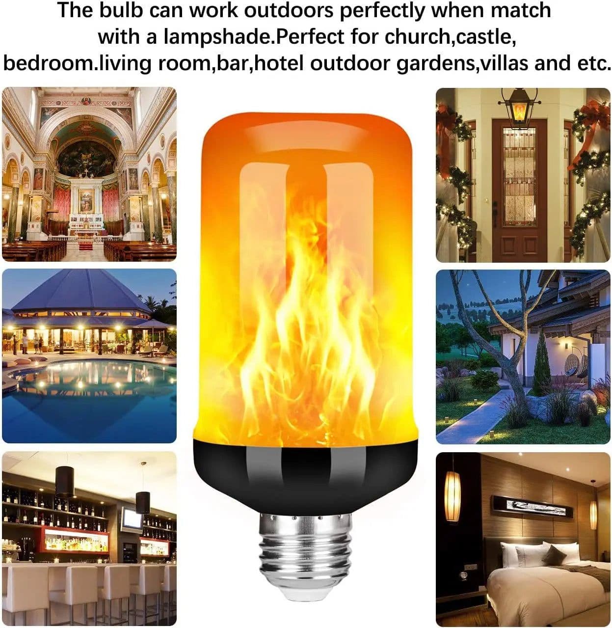 image-LED Night Light Flame Light Bulb 4 Modes Fire Bulb Lamp Christmas Party Outdoor Indoor Home Decor E27 Base Flickering Nightlight