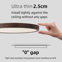 image-Modern LED Ceiling Light Circular Ultrathin Wood Grain Walnut Decorative Light Indoor Bedroom Living Room Dining Room Home Light