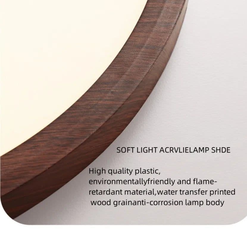 image-Modern LED Ceiling Light Circular Ultrathin Wood Grain Walnut Decorative Light Indoor Bedroom Living Room Dining Room Home Light