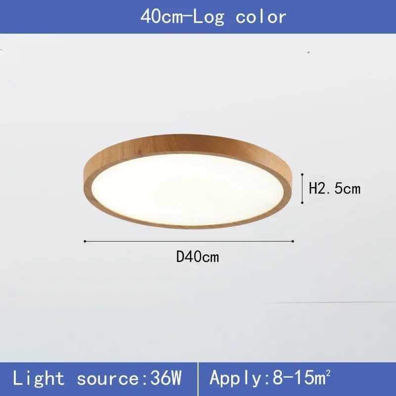 image-Modern LED Ceiling Light Circular Ultrathin Wood Grain Walnut Decorative Light Indoor Bedroom Living Room Dining Room Home Light