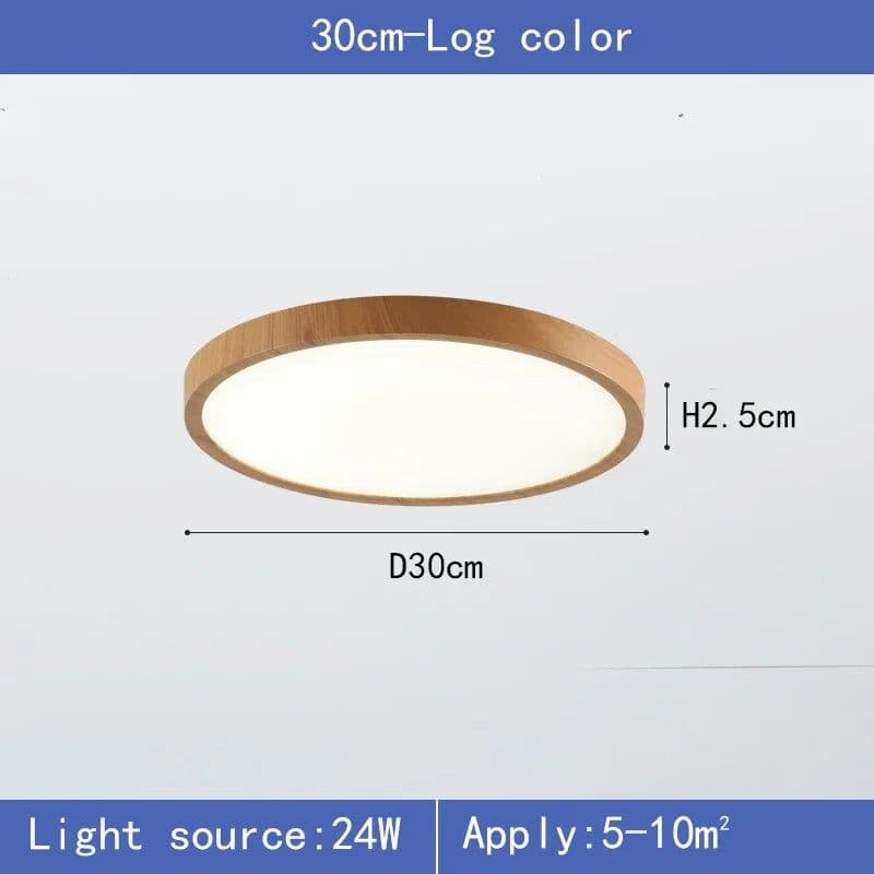 image-Modern LED Ceiling Light Circular Ultrathin Wood Grain Walnut Decorative Light Indoor Bedroom Living Room Dining Room Home Light