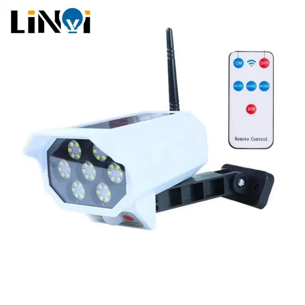 image-Solar Light Motion Sensor Security Dummy Camera Wireless Outdoor Flood Light IP65 Waterproof Lamp 3 Mode For Home Garden