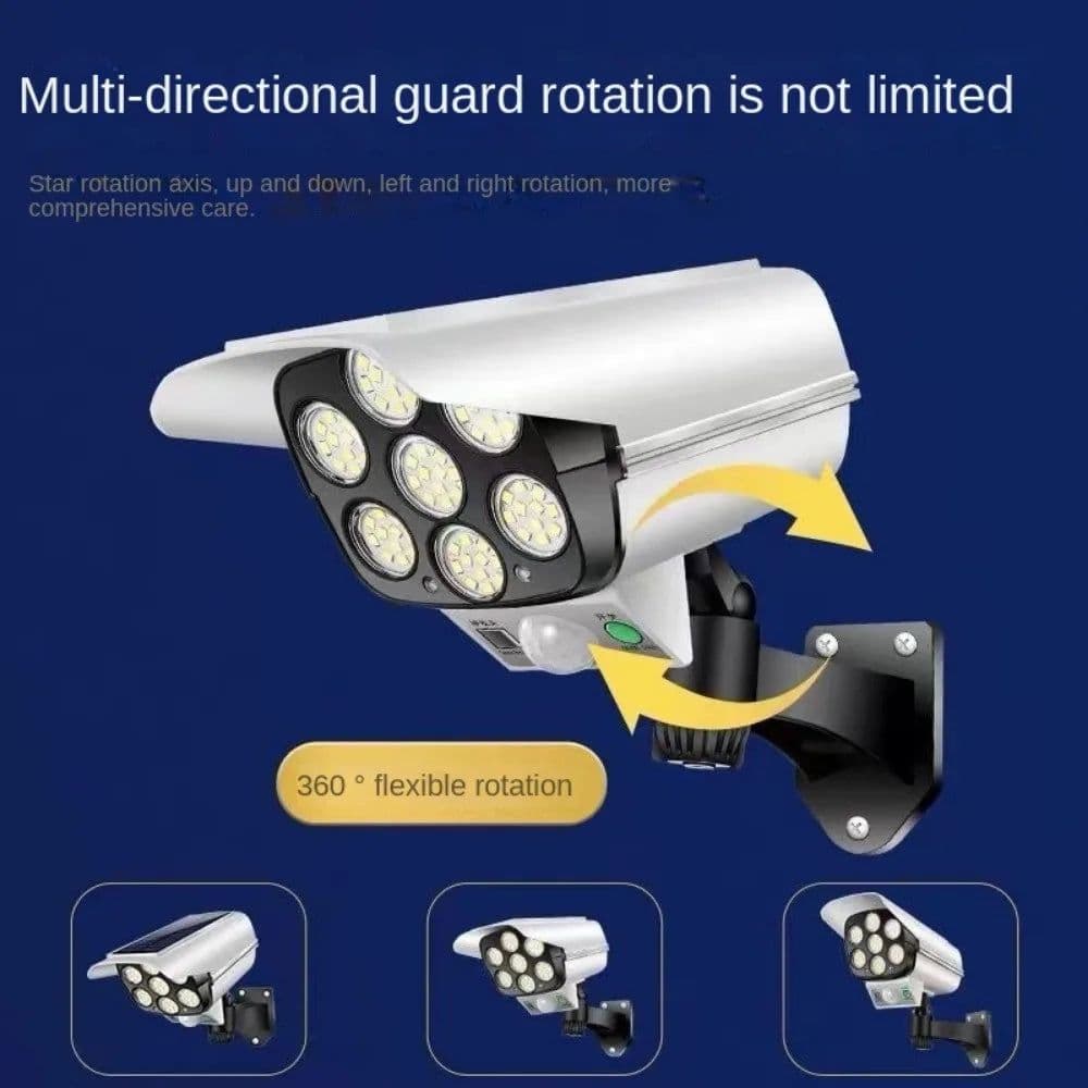 image-Solar Light Motion Sensor Security Dummy Camera Wireless Outdoor Flood Light IP65 Waterproof Lamp 3 Mode For Home Garden