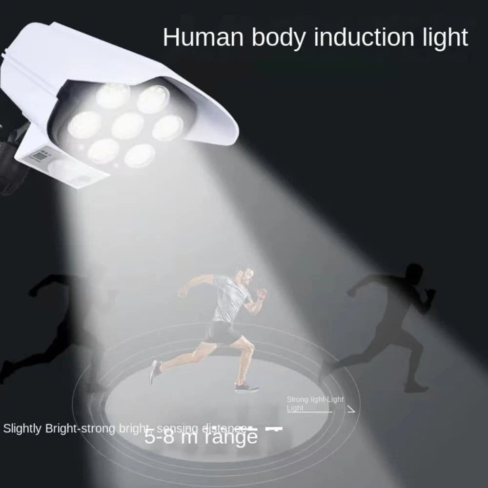 image-Solar Light Motion Sensor Security Dummy Camera Wireless Outdoor Flood Light IP65 Waterproof Lamp 3 Mode For Home Garden