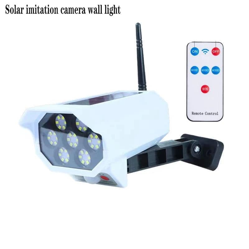 image-Solar Light Motion Sensor Security Dummy Camera Wireless Outdoor Flood Light IP65 Waterproof Lamp 3 Mode For Home Garden