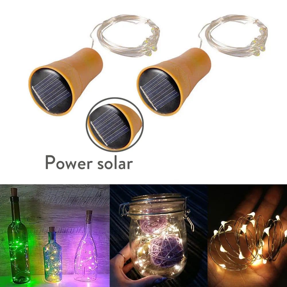 image-10LED 15LED 20LED Solar Wine Bottle Lights Cork Shape Fairy Lights Garland Christmas Light Copper Wire Home Room Decoration Lamp