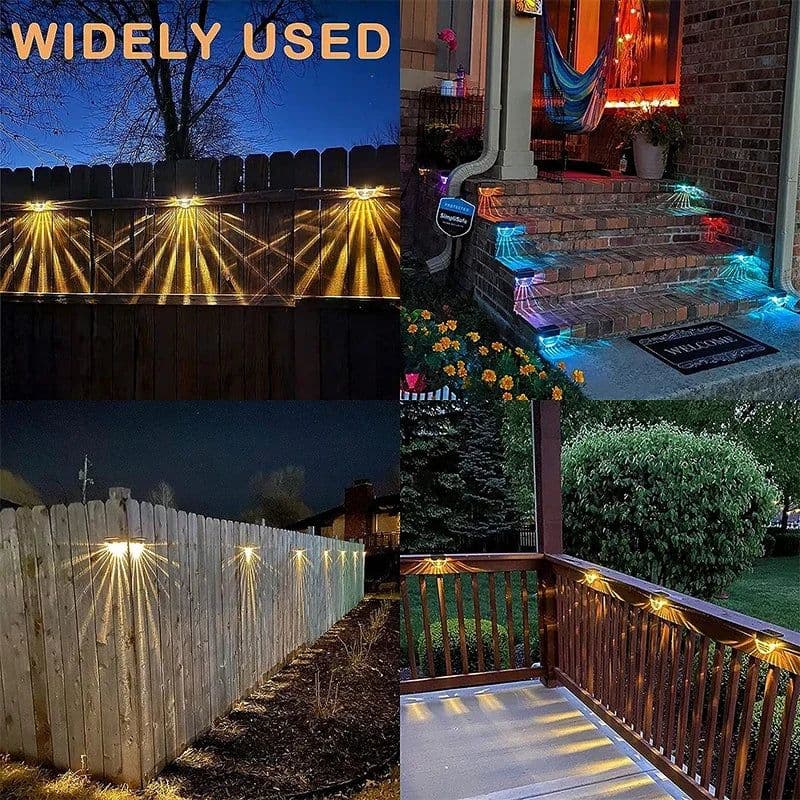 image-Solar Deck Lights Fence Lights Outdoor Step Lights Waterproof Solar Lights for Railing Stairs Step Fence Yard Patio and Pathway