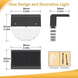 image-Solar Deck Lights Fence Lights Outdoor Step Lights Waterproof Solar Lights for Railing Stairs Step Fence Yard Patio and Pathway