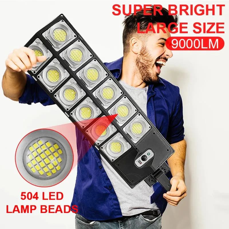 image-Newest 9000Lumens Solar LED Light Powerful Outdoor Solar Lamp With Sensor Waterproof Remote Control Light Wall Yard Street Lamp