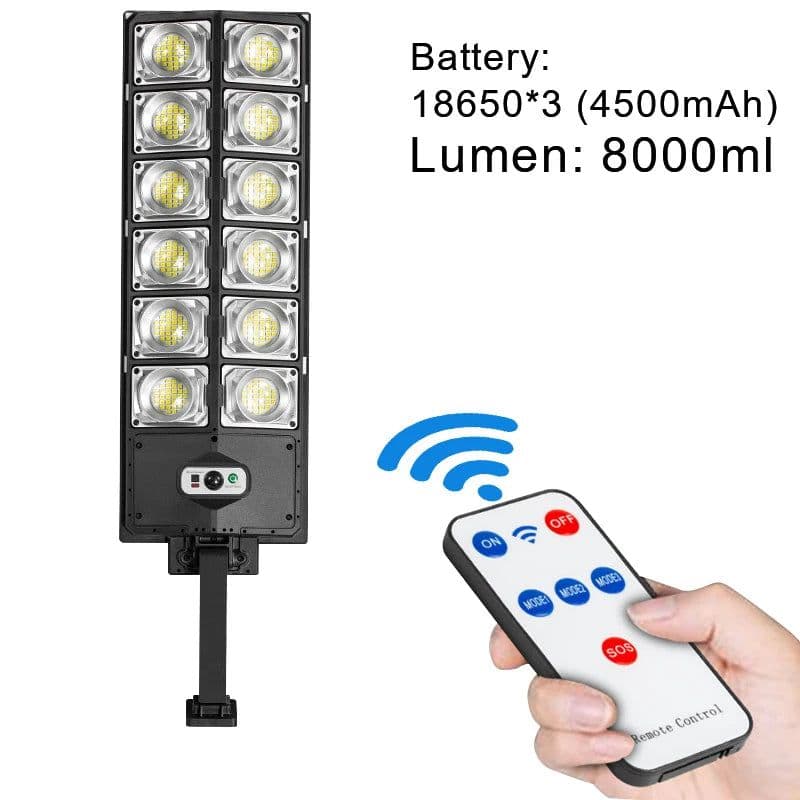 image-Newest 9000Lumens Solar LED Light Powerful Outdoor Solar Lamp With Sensor Waterproof Remote Control Light Wall Yard Street Lamp