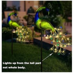 image-Solar Powered LED Peacock Garden Light Lamp