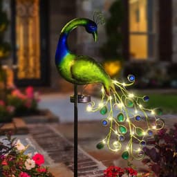 image-Solar Powered LED Peacock Garden Light Lamp