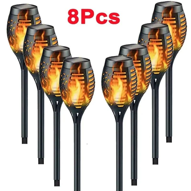 image-1/2/4/6/8/10/12Pcs Solar Flame Torch Light Flickering Light Waterproof Garden Decoration Outdoor Lawn Path Yard Patio Floor Lamp