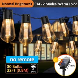 image-S14 Solar String Lights Outdoor Waterproof, 28FT 20 Bulbs Shatterproof Bulbs Patio Lights with Remote 8 Modes High-Brightness