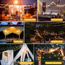 image-S14 Solar String Lights Outdoor Waterproof, 28FT 20 Bulbs Shatterproof Bulbs Patio Lights with Remote 8 Modes High-Brightness
